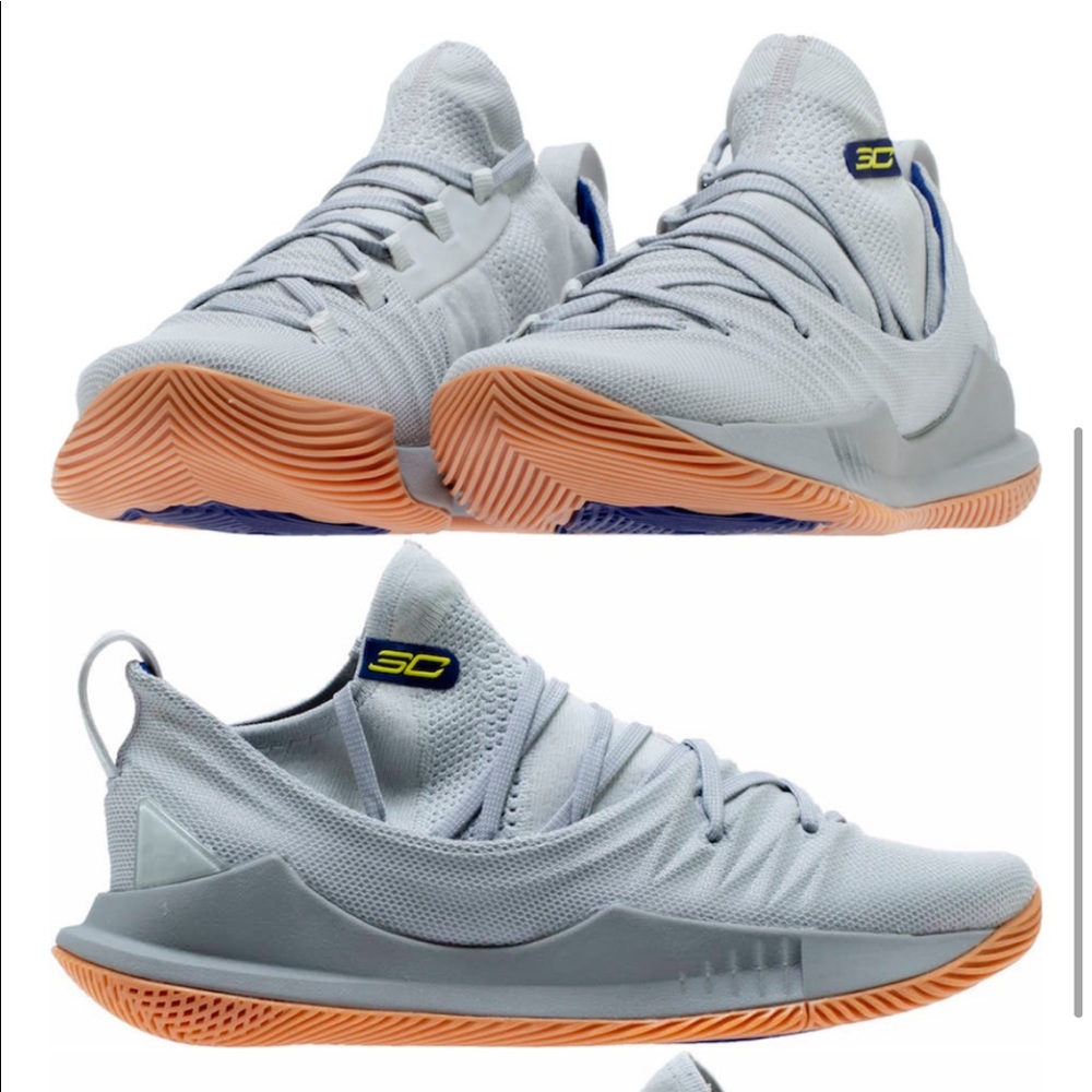 UNDER ARMOUR CURRY 5 GREY WITH GUM SOLES - Picture 1 of 9